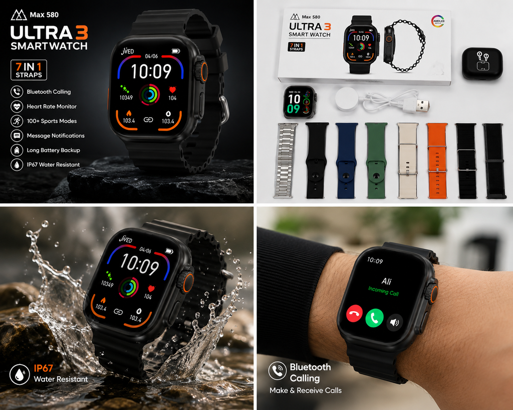 7-in-1 Smart Watch & Digital Watch Set with 7 Interchangeable Straps